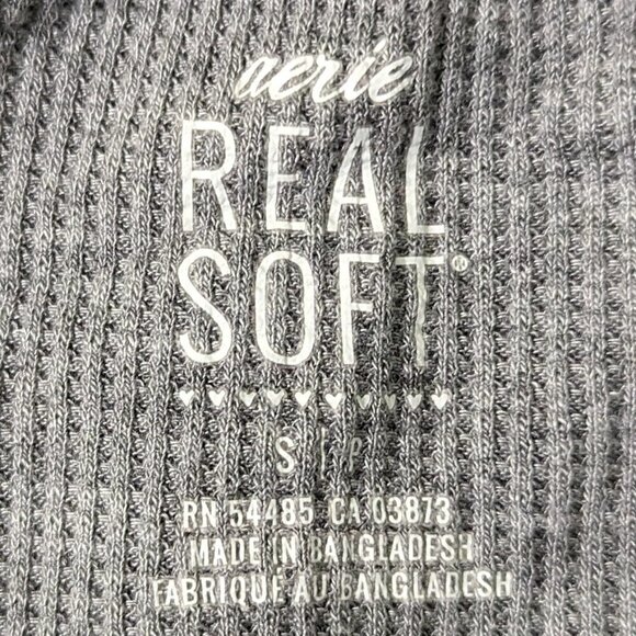 AERIE Real Soft Waffle Knit Top sz S (fits more like a M L) - Picture 3 of 5